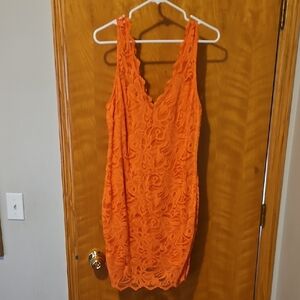 H&M Bright Orange Lace Mini Dress